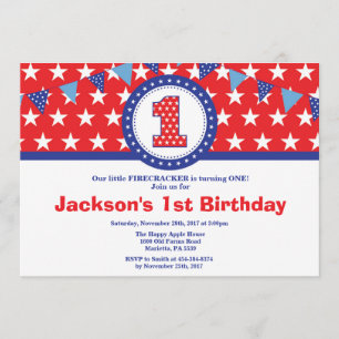 4th of July 1st First Birthday Invitation