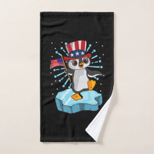 4th Of July 2021 Penguin Hand Towel