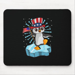 4th Of July 2021 Penguin Mouse Mat