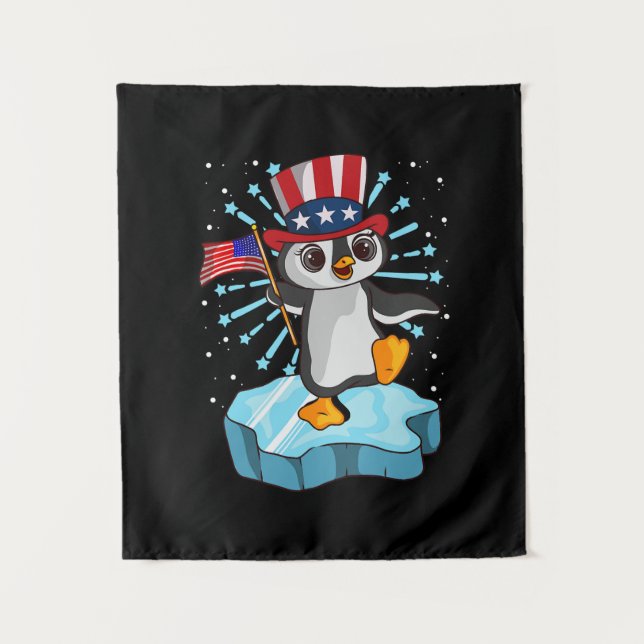 4th Of July 2021 Penguin Tapestry (Front)