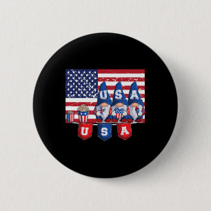 4th Of July 2023 Patriotic Gnomes Funny American U 6 Cm Round Badge