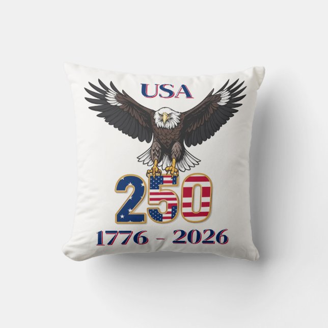 4th of July 250 Years Anniversary USA Bald Eagle Cushion (Front)