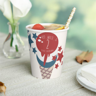 4th of July 2nd Birthday Ice Cream Stars  Paper Cups