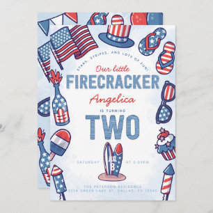 4th of July 2nd Birthday Party Invitation