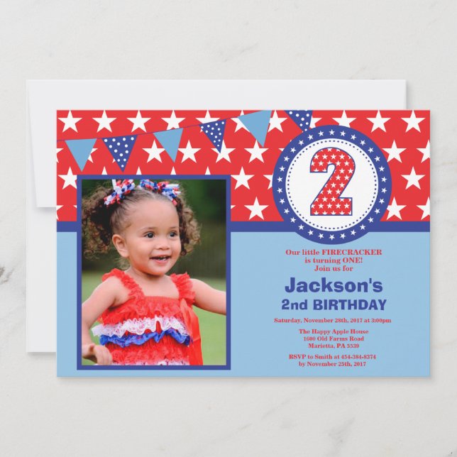 4th of July 2nd Second Birthday Invitation (Front)