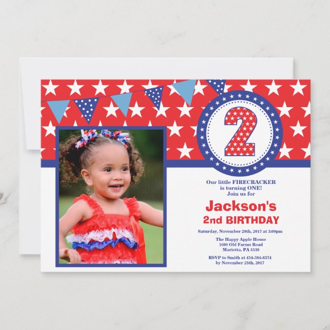 4th of July 2nd Second Birthday Invitation (Front)