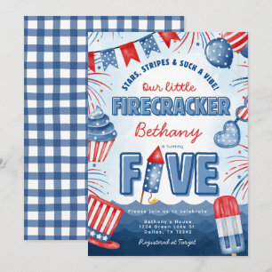 4th of July 5th Birthday Party Invitation Card