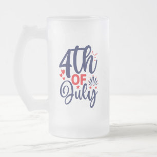 4th of July-68826 Frosted Glass Beer Mug