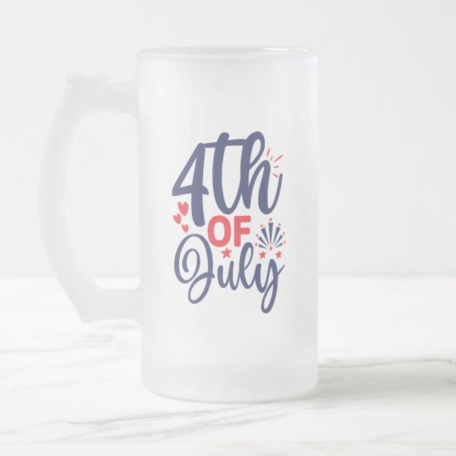 4th of July-68826 Frosted Glass Beer Mug (Left)