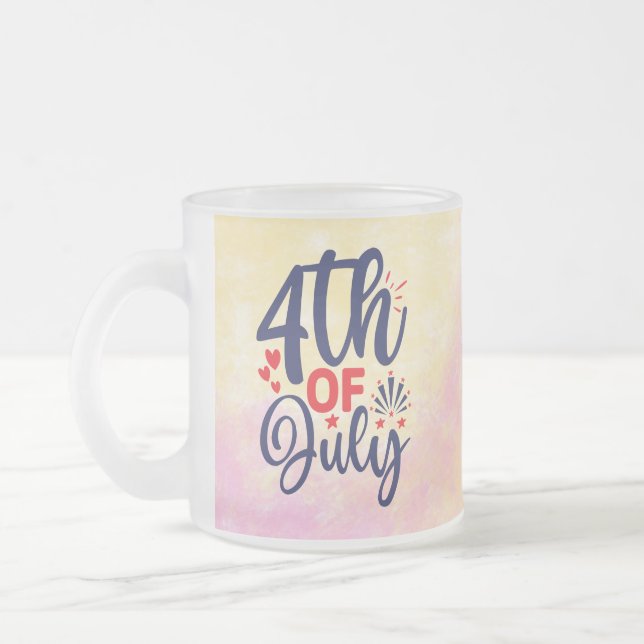 4th of July-68826 Frosted Glass Coffee Mug (Left)
