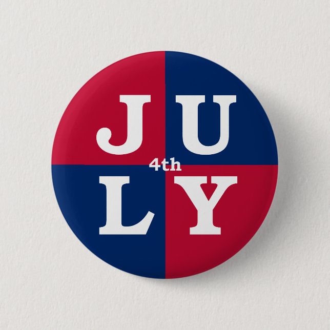 4th of July 6 Cm Round Badge (Front)