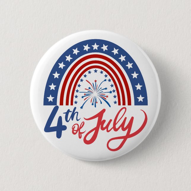 4th of July 6 Cm Round Badge (Front)