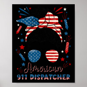 4th Of July 911 Dispatcher American Flag 911 Opera Poster