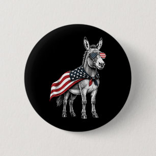 4th Of July Aamerican Flag Patriotic Farm Animal 6 Cm Round Badge