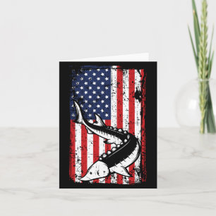 4th Of July Aamerican Flag Sturgeon Fishing Dad Card