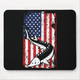 4th Of July Aamerican Flag Sturgeon Fishing Dad Mouse Mat