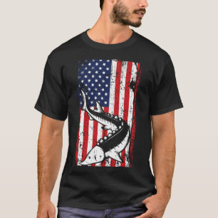 4th Of July Aamerican Flag Sturgeon Fishing Dad T-Shirt