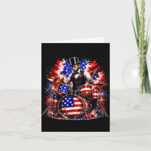 4th of july abraham lincoln playing drumm drummers card