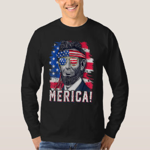 4th Of July Abraham Lincoln Sunglasses American Fl T-Shirt