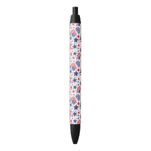 4th Of July Abstract Patriotic Pattern Black Ink Pen