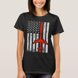 4th of July Aeroplane Pilot American Flag Proud Av T-Shirt