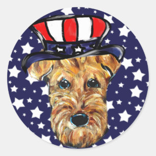 4th of JULY AIREDALE Classic Round Sticker