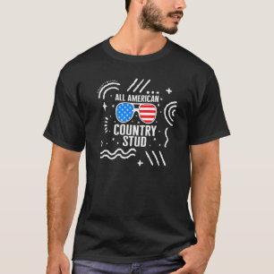 4th Of July All American Country Stud Usa Flag Ind T-Shirt