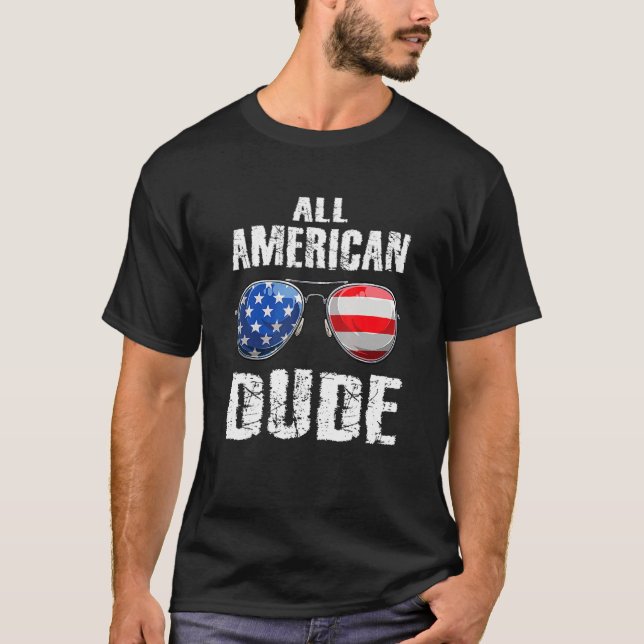 4th Of July All American Dude Sunglasses Boys Kids T-Shirt (Front)