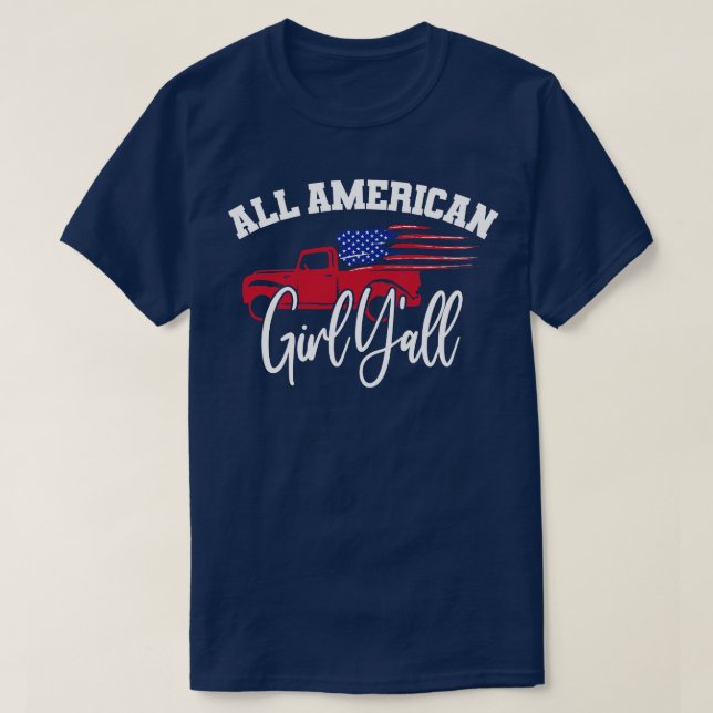 4th of July All American Girl Independence day Sum T-Shirt (Design Front)