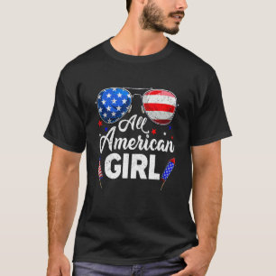 4th Of July All American Girls Kids Us Flag Sungla T-Shirt