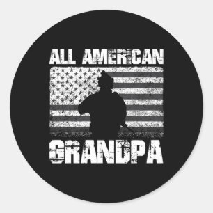 4th Of July All American Grandpa Classic Round Sticker