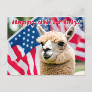 4th of July Alpaca  Holiday Postcard