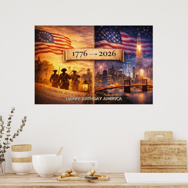 4th of July America 1776 to 2026 USA 250th Party Poster (Kitchen)