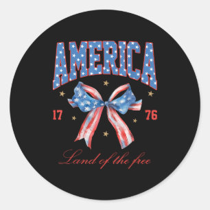 4th Of July America Coquette Bow Independence Day Classic Round Sticker
