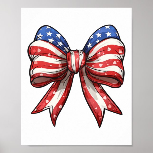 4th Of July America Coquette Bow Independence Day  Poster (Front)