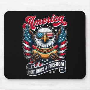 4th Of July America Hot Dogs And Freedom Eagle Pat Mouse Mat