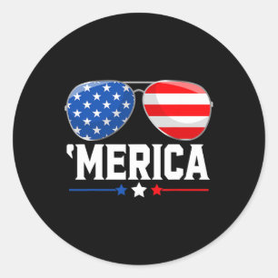 4th Of July America Independence Day Usa Flag Red Classic Round Sticker