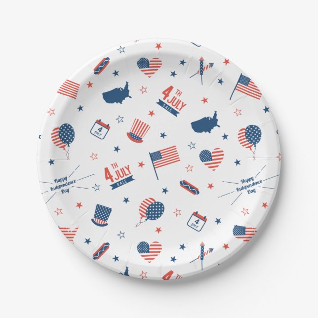 4th of July America Paper Plate (Front)
