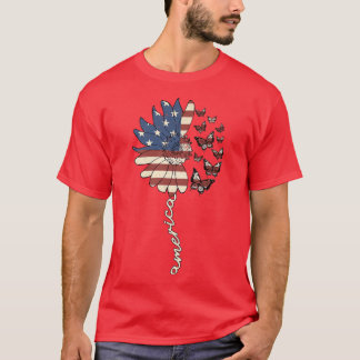 4th Of July America Sunflower US Patriotic America T-Shirt