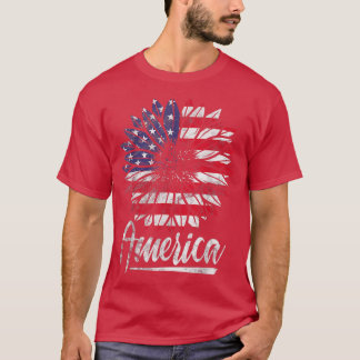 4th Of July America Sunflower US Patriotic America T-Shirt