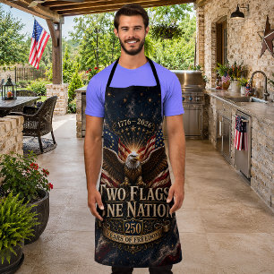 4th of July America Two Flags One Nation Apron
