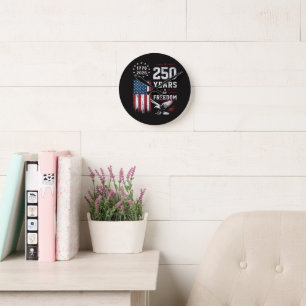 4th of July America US Flag Patriotic Round Clock