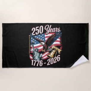 4th of July America US Patriotic Eagle Beach Towel