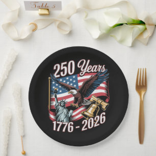 4th of July America US Patriotic Eagle Paper Plate