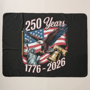 4th of July America US Patriotic Eagle Sherpa Blanket