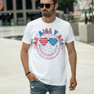 4TH OF JULY  AMERICA VIBES CUSTOM SMILEY FACE T-Shirt