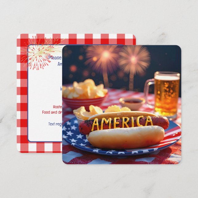 4th of July American Barbecue Invitation (Front/Back)