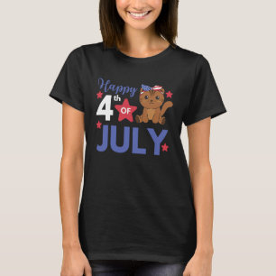 4th Of July American Cat For Kids Cute Usa Cat  3 T-Shirt