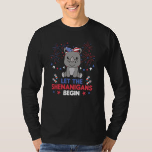 4th Of July American Cute Rhino For Kids Cute Usa T-Shirt