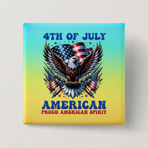 4th Of July American Eagle Sublimation-61001 15 Cm Square Badge